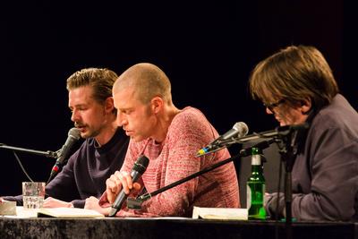 94/ Lesung: BENJAMIN VON STUCKRAD-BARRE ? PANIKHERZ, Klaas Heufer-Umlauf, Benjamin von Stuckrad-Barre und Sven Regener l-stock-photo