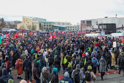 Riesa - 10.000 Menschen erwartet: Gro?demonstration gegen AfD-Parteitag, Polizei mit Gro?aufgebot vor Ort-stock-foto