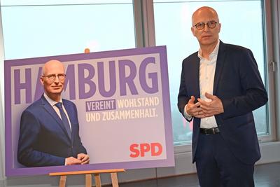 Peter Tschentscher und die SPD Hamburg stellen ihre Wahlkampagne 2025 vor-stock-foto