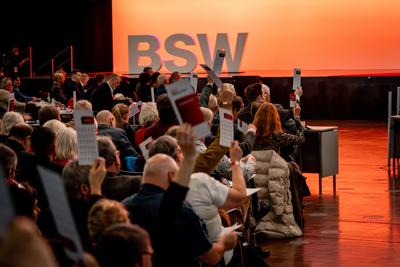 Bundesparteitag vor der Bundestagswahl 2025 ? BSW Bundnis Sahra Wagenknecht in Bonn ?-stock-foto