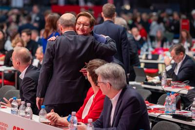 Au?erordentlicher Bundesparteitag der SPD vor Neuwahl des Bundestages, Berlin, 11.01.2025-stock-foto