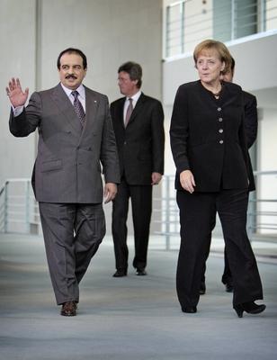Hamad bin Isa Al Khalifa Koenig von Bahrain und Angela MERKEL Bundeskanzlerin und CDU Vorsitzend-stock-foto