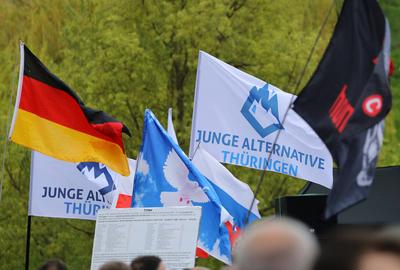 Zukunft fuer Deutschland - Demo der AfD in Erfurt 29.04.2023, Erfurt, Theaterplatz, Grossdemonstration / Kundgebung der-stock-foto