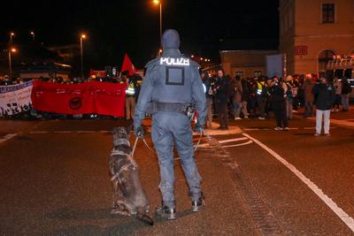 Riesa - 10.000 Menschen erwartet: Gro?demonstration gegen AfD-Parteitag, Polizei mit Gro?aufgebot vor Ort-stock-foto