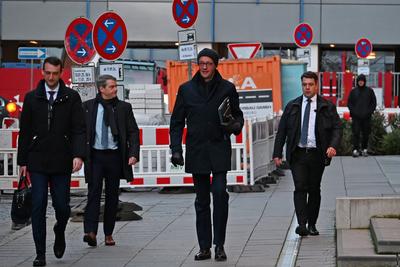 Bundesvorstandsklausur der CDU Deutschlands in Hamburg - Generalsekret?r Carsten Linnemann gibt vor Beginn der Klausurtagung ein Statement ab. Hamburg, der 10.01.2025-stock-foto