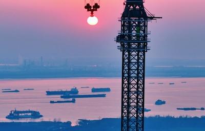 Yangtze River Cargo Ships-stock-foto