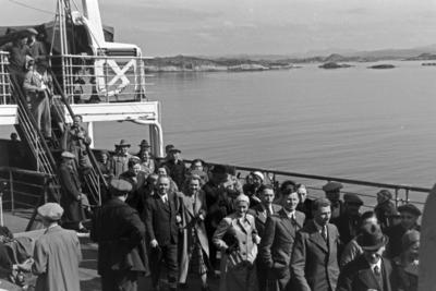 KdF Nordlandfahrt Passagiere auf der KdF Nordlandfahrt nach Norwegen mit dem Schiff Wilhelm Gustloff , Deutschland 1930e-stock-foto