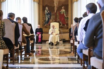 ITALY - POPE FRANCIS  RECEIVES IN PRIVATE AUDIENCE EXECUTIVES OF CONGRES MISSION AT  THE  VATICAN - 2025/1/10-stock-photo