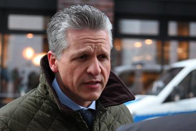 Bundesvorstandsklausur der CDU Deutschlands in Hamburg - Generalsekret?r Carsten Linnemann gibt vor Beginn der Klausurtagung ein Statement ab. Hamburg, der 10.01.2025-stock-foto