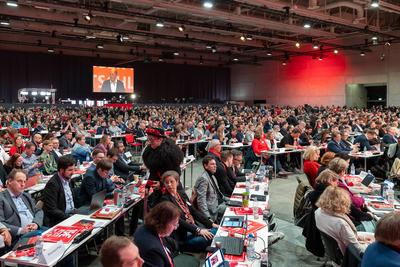 Au?erordentlicher Bundesparteitag der SPD vor Neuwahl des Bundestages, Berlin, 11.01.2025-stock-foto