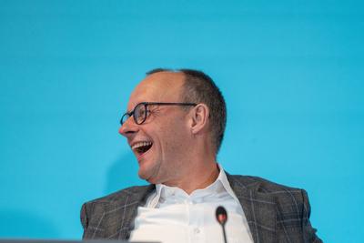 Bundesvorstandsklausur der CDU Deutschlands in Hamburg - Friedrich Merz, Parteivorsitzender und Kanzlerkandidat beim Auftakt der Klausurtagung-stock-foto