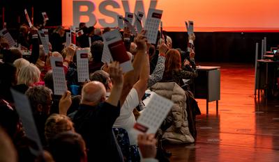 Bundesparteitag vor der Bundestagswahl 2025 ? BSW Bundnis Sahra Wagenknecht in Bonn ?-stock-foto
