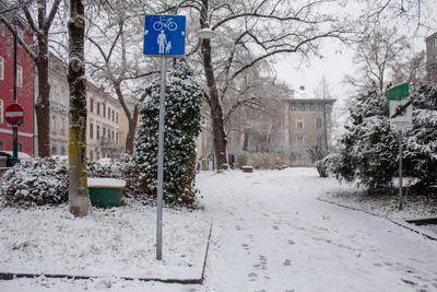 Linz, Winter, Schnee-stock-foto