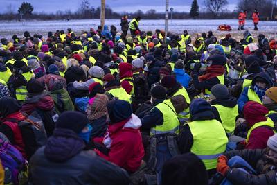 Strassenblockaden gegen AfD-Bundesparteitag in Riesa-stock-photo