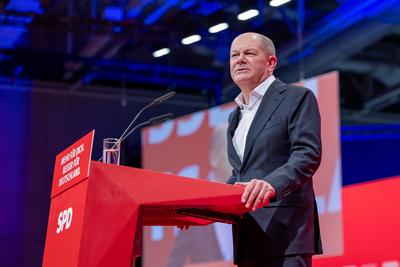 Au?erordentlicher Bundesparteitag der SPD im CityCube Berlin vor Neuwahl des Bundestages-stock-foto
