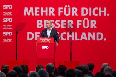 Au?erordentlicher Bundesparteitag der SPD vor Neuwahl des Bundestages, Berlin, 11.01.2025-stock-foto