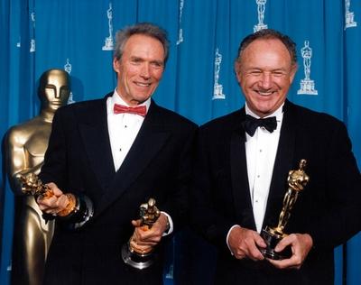 Clint Eastwood and Gene Hackman at the 65th Annual Academy Awards, 1993 Hollywood CA USA PUBLICATIONxINxGERxSUIxAUTxONL-stock-foto