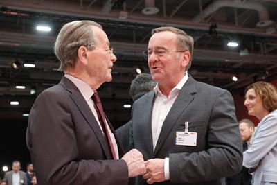 Franz M?ntefering, Boris Pistorius, Bundesminister der Verteidigung, Deutschland, Berlin, Au?erordentlichen Bundespartei-stock-foto