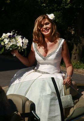 Hochzeit Maren Gilzer und Egon F. Freiheit in der Schinkel Kirche in Ferch . vor dem Ressort Schwielowsee kurz vor der-stock-photo