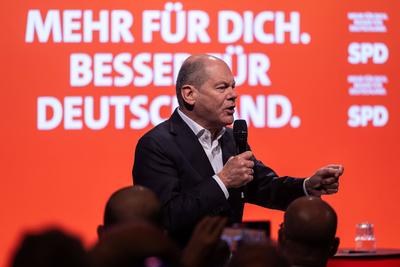 Wahlkampftour der SPD-stock-foto