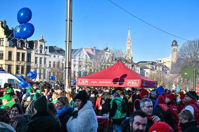 National strike and protestation march against pension budget plans, organised by the public sector in Brussels Capital-stock-foto