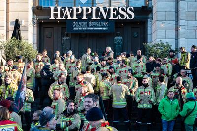 National strike and protestation march against pension budget plans, organised by the public sector in Brussels Capital-stock-foto