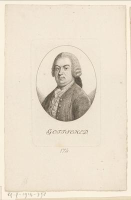 RECORD DATE NOT STATED  Portrait van Johann Christoph Gottsched, Heinrich Pfenninger (attributed to), 1759 - 1815 print-stock-photo