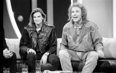 Thomas Gottschalk mit Stephanie von Monaco 04/91 - Thomas Gottschalk und Stephanie von Monaco am 13. April 1991 in Wette-stock-photo