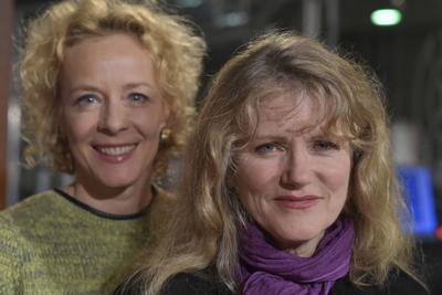 Schauspielerin Katja Riemann li und Schauspielerin Barbara Sukowa beim RadioEins Berlinale Nightt-stock-photo