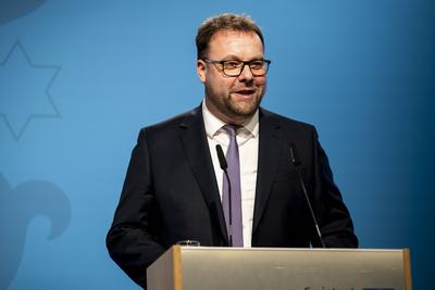 REGIERUNGSMEDIENKONFERENZ DER TH?RINGER LANDESREGIERUNG-stock-foto