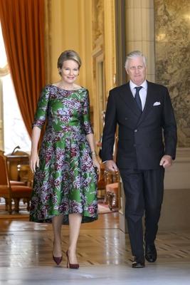King Philippe And Queen Mathilde Meet Nato And Shape Officlals-stock-photo