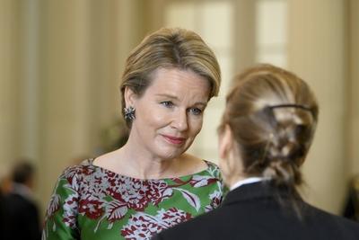 King Philippe And Queen Mathilde Meet Nato And Shape Officlals-stock-photo
