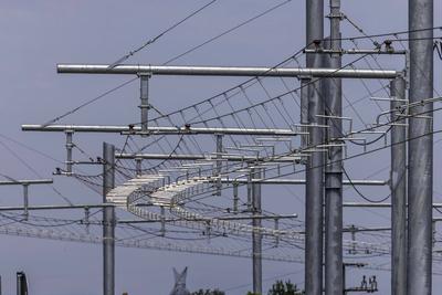 Pilotstrecke f?r Oberleitungs-Lkw im Murgtal startet dreij?hrige Testphase. eWayBW ist ein Pilotprojekt zu elektrisch be-stock-foto