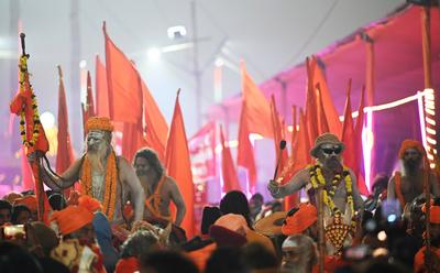 Millions Take Dip On First Amrit Snan At Mahakumbh Mela Prayagraj 2025-stock-photo