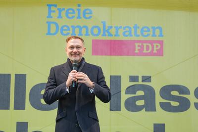 FDP-Wahlkampf: Christian Lindner tourt  durch Niedersachsen-stock-foto