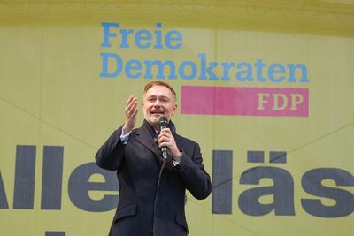 FDP-Wahlkampf: Christian Lindner tourt  durch Niedersachsen-stock-foto