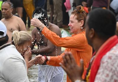 Millions Take Dip On First Amrit Snan At Mahakumbh Mela Prayagraj 2025-stock-photo