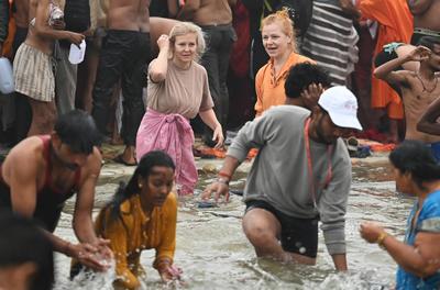 Millions Take Dip On First Amrit Snan At Mahakumbh Mela Prayagraj 2025-stock-photo