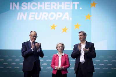 Merz, Leyen, Soeder, CDU Parteitag DEU, Deutschland, Germany, Berlin, 08.05.2024 Friedrich Merz , Vorsitzender der CDU ,-stock-photo