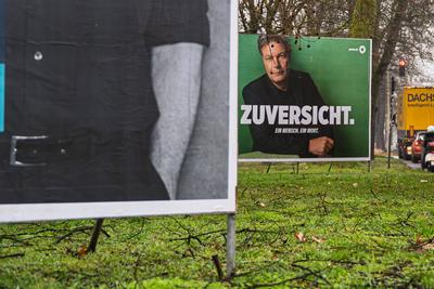 Wahlplakate f?r die Bundestagswahl 2025-stock-foto