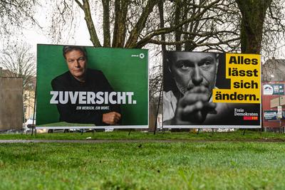Wahlplakate f?r die Bundestagswahl 2025-stock-foto