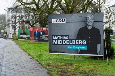 Wahlplakate f?r die Bundestagswahl 2025-stock-foto
