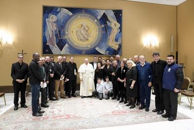 ITALY -   POPE FRANCIS RECEIVES IN PRIVATE AUDIENCE PRESIDENTS AND NATIONAL DIRECTORS FROM CARITAS OD LATIN AMERICA AND THE CARIBBEAN  AT THE VATICAN  - 2025/1/15-stock-photo