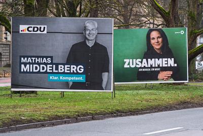 Wahlplakate f?r die Bundestagswahl 2025-stock-foto