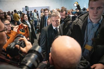 Deutscher Bundestag ? 2. Untersuchungsausschuss Atomausstieg ? ?ffentliche Zeugenvernehmung ? Bundeswirtschaftsminister Robert Habeck als Zeuge vor dem Untersuchungsausschuss-stock-foto