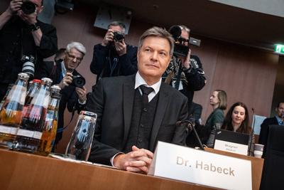 Deutscher Bundestag ? 2. Untersuchungsausschuss Atomausstieg ? ?ffentliche Zeugenvernehmung ? Bundeswirtschaftsminister Robert Habeck als Zeuge vor dem Untersuchungsausschuss-stock-foto