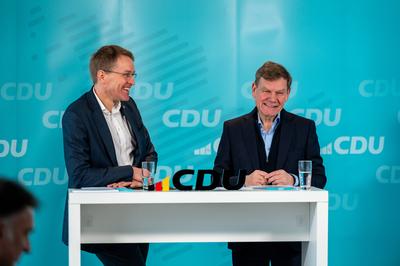 16.01.2025, Kiel, Deutschland, Wahlkampf in S-H, CDU stellt Bundespolitisches Fenster vor, Pressetermin mit Daniel G?nth-stock-photo