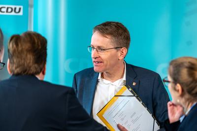 16.01.2025, Kiel, Deutschland, Wahlkampf in S-H, CDU stellt Bundespolitisches Fenster vor, Pressetermin mit Daniel G?nth-stock-photo