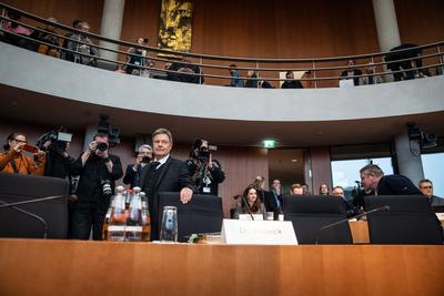 Deutscher Bundestag ? 2. Untersuchungsausschuss Atomausstieg ? ?ffentliche Zeugenvernehmung ? Bundeswirtschaftsminister Robert Habeck als Zeuge vor dem Untersuchungsausschuss-stock-foto