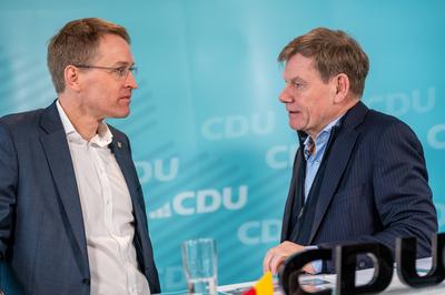 16.01.2025, Kiel, Deutschland, Wahlkampf in S-H, CDU stellt Bundespolitisches Fenster vor, Pressetermin mit Daniel G?nth-stock-photo